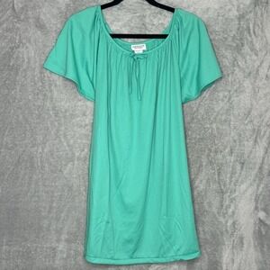Improved Living 3X Shirt Top Green Solid Short Sleeve Scoop Neck Lightweight